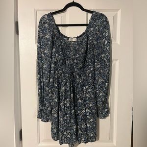Flower printed long sleeve romper